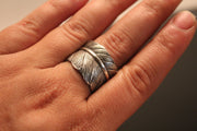 Silver Feather Ring with Infused Cremation Ash
